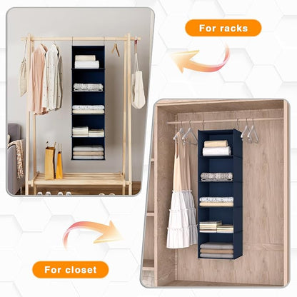 Hanging Closet Organizer and Storage 5-Shelf, Easy Mount Foldable Hanging - Image 5