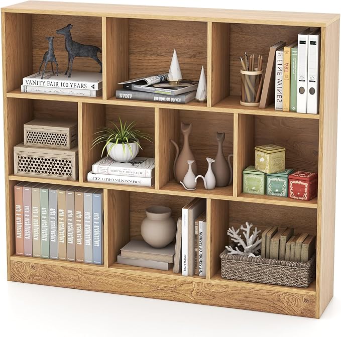Giantex 10 Cube Bookcase, 4-Tier Freestanding Bookshelf w/ 10 Open Compartments - Image 7
