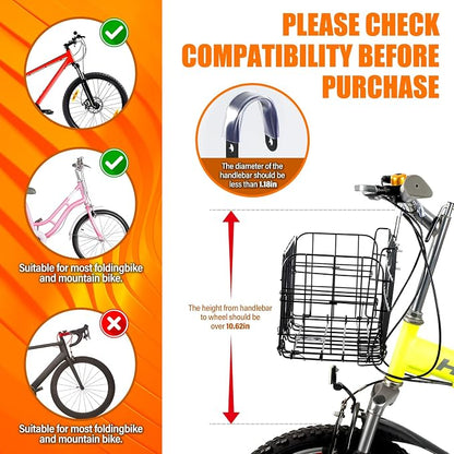 HOMEE Folding Rear Bike Basket Wire Mesh Fold-Up Detachable Front Bag Rear | - Image 3