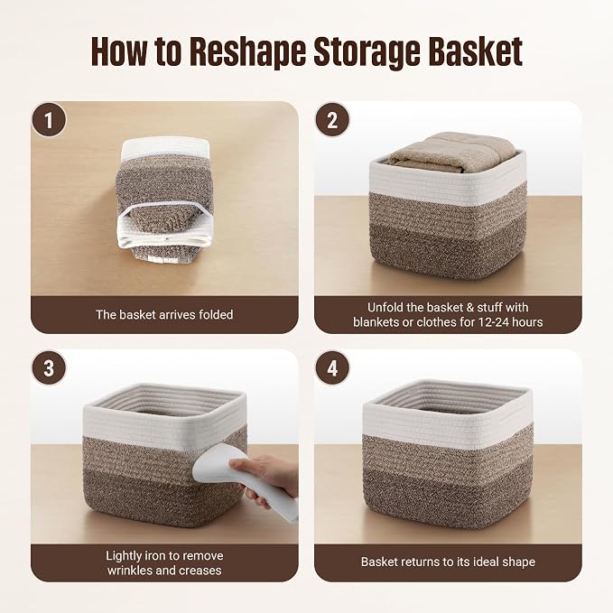 5-Pack Storage Cubes Woven Rope Baskets, 2 Sizes Organizer Bins | Ideal - Image 7