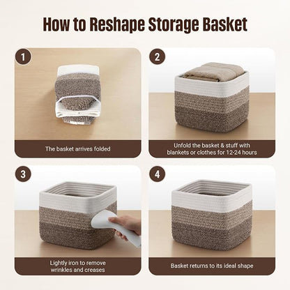 5-Pack Storage Cubes Woven Rope Baskets, 2 Sizes Organizer Bins | Ideal - Image 7