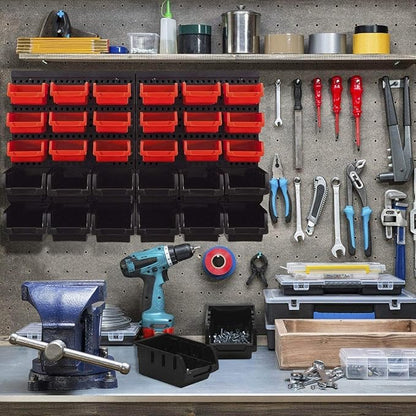 Wall Mounted Storage Bins, 30 Wall Mount Tool Organizer Bins Plastic Parts Rack - Image 4