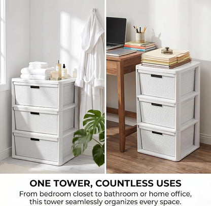 Wide 3 Drawer Storage Tower Plastic Organizer Cart - Image 7