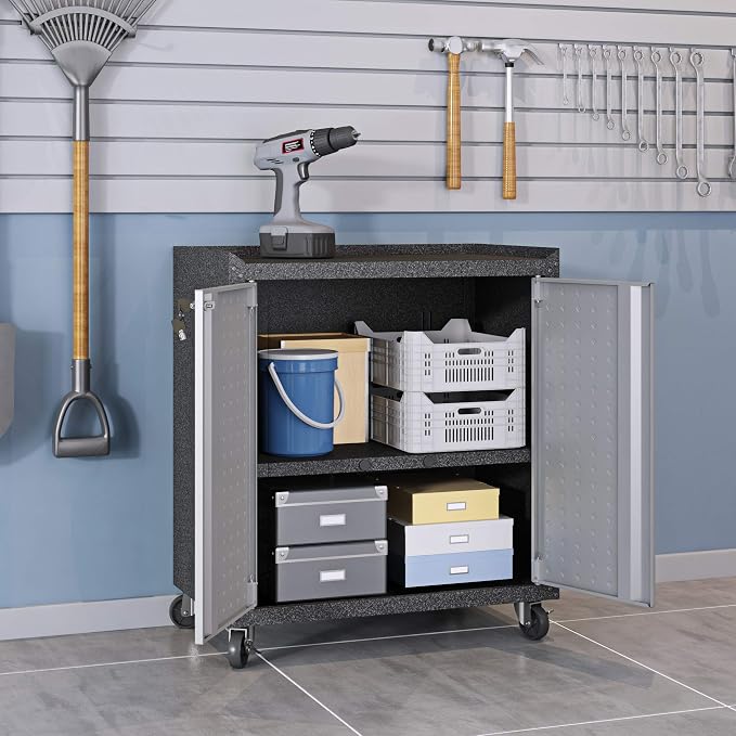 Manhattan Comfort Fortress Rolling 2 Door Garage Storage Cabinet - Image 4