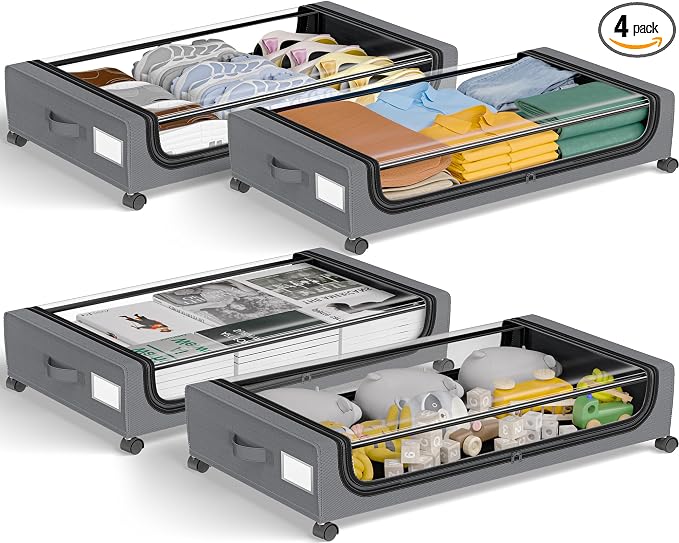 GoMaihe Under Bed Storage with Wheels: 48L Underbed Storage Containers with Lids by GoMaihe