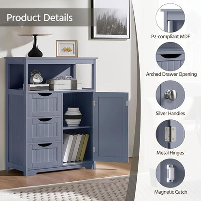 Yaheetech Bathroom Storage Cabinet Bathroom Floor Cabinet Freestanding Storage - Image 5