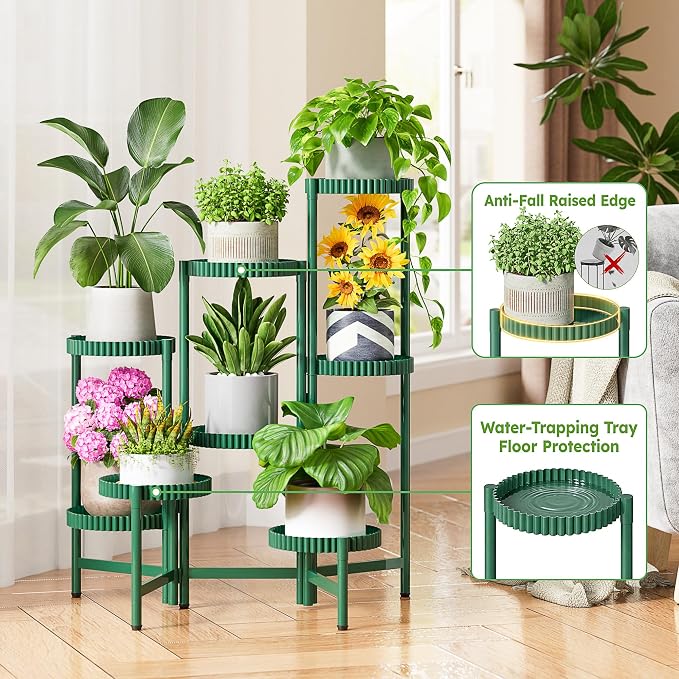8 Tier Large Plant Stand Indoor, 7.9 Inch Wide Tall Corner Metal Plant Stands - Image 4