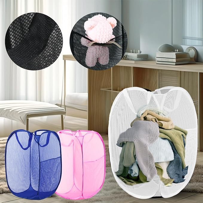 Pop Up Laundry Hamper, Mesh Laundry Basket Collapsible, Foldable Hamper - Image 6