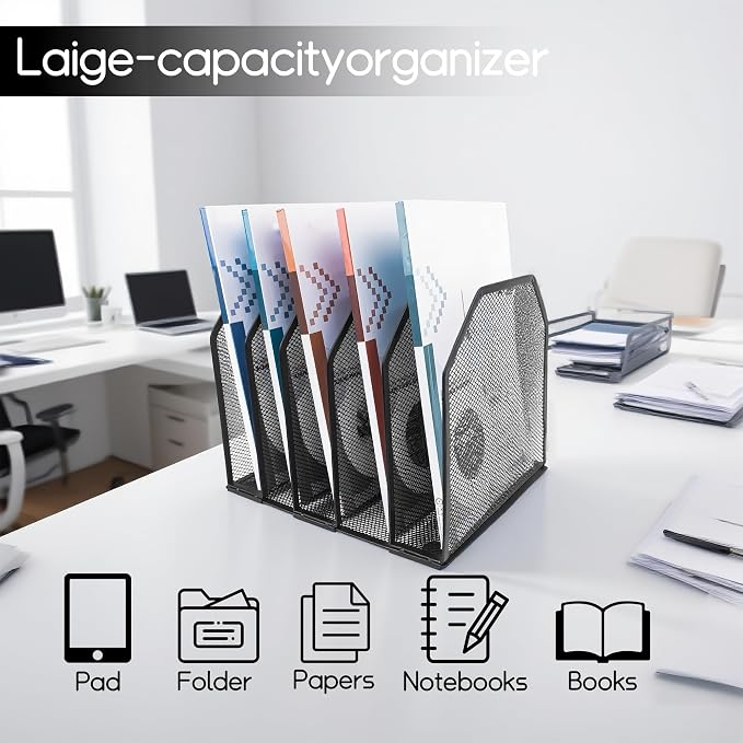 Adjustable Desk File Organizer, Detachable Office Folder Organizer, Compact - Image 6