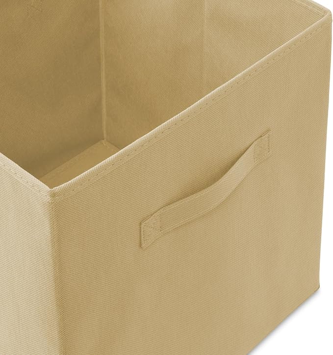Casafield Set of 6 Collapsible Fabric Cube Storage Bins, Sandy Beige - Image 3