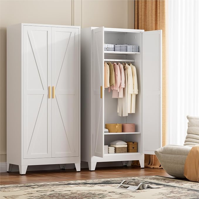 71" Tall Metal Wardrobe Closet - Image 6