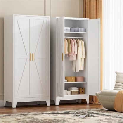 71" Tall Metal Wardrobe Closet - Image 6