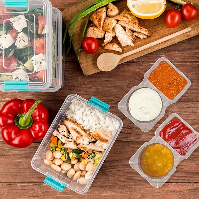 UVHJW 20 Set Reusable Snack Containers, 2-Compartment Dipping Containers - Image 7