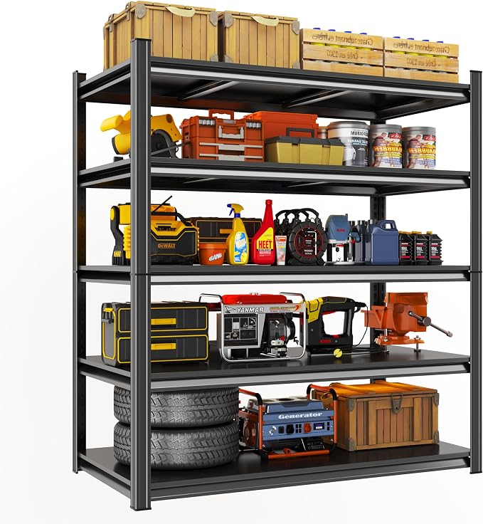Metal Garage Shelving Unit, Heavy Duty 5-Tier Adjustable Storage Rack, Steel by Beaunatixx