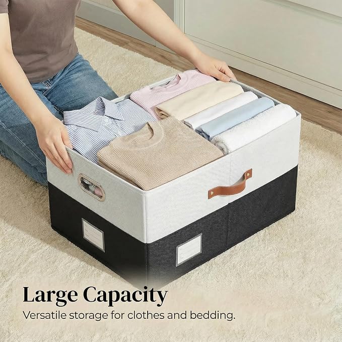 PRANDOM Storage Bins with Lids Linen Fabric Foldable Storage Boxes Organizer - Image 4