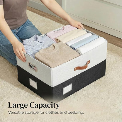 PRANDOM Storage Bins with Lids Linen Fabric Foldable Storage Boxes Organizer - Image 4