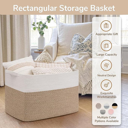 Goodpick Large Woven Blanket Basket 105L, Dirty Clothes, Extra Large Rectangle - Image 7