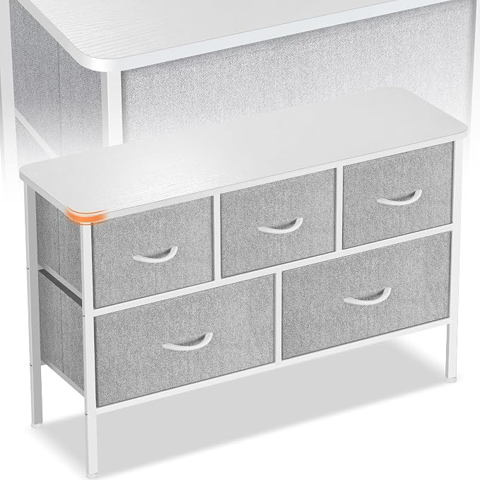 Curved Profile Dresser for Bedroom, Chest of Drawers, 5 Storage Drawers by Sonharlar