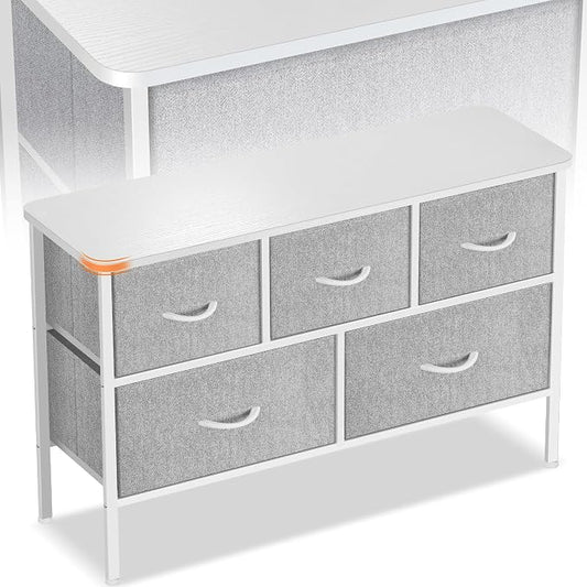 Curved Profile Dresser for Bedroom, Chest of Drawers, 5 Storage Drawers by Sonharlar