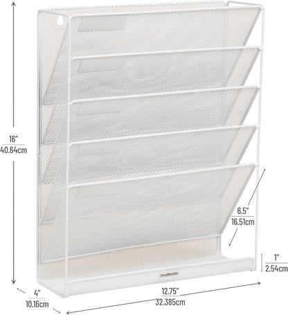 Mind Reader 5-Pocket Vertical File Storage, Desktop Organizer, Wall Mount - Image 3