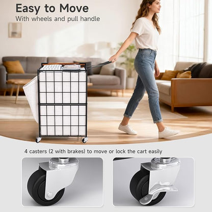90L Laundry Basket with Wheels, Large Capacity Laundry Hamper with Removable - Image 5