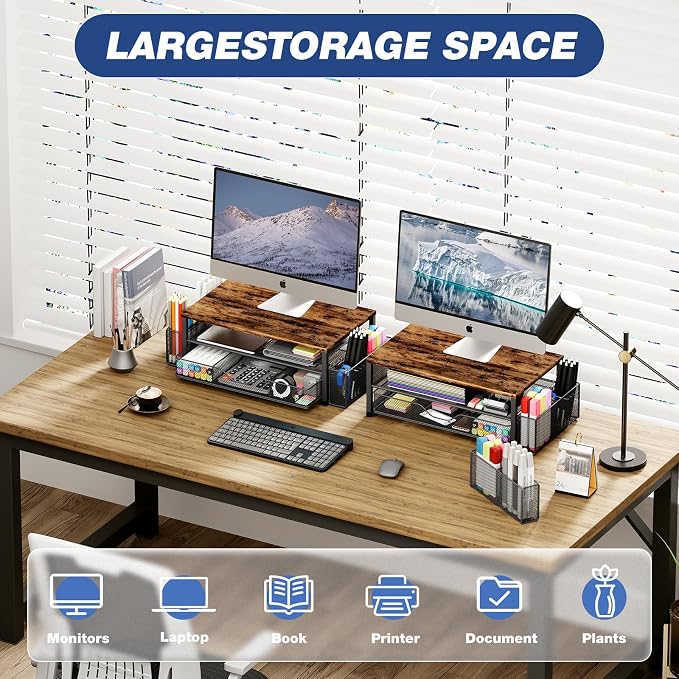 OPNICE Desk Organizers and Accessories, 2-Tier Computer Monitor Stand Riser - Image 4
