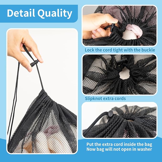 2 Pack Mesh Laundry Bags, 24 x 35 Inches Heavy Duty Drawstring Dirty Clothes Bag - Image 3