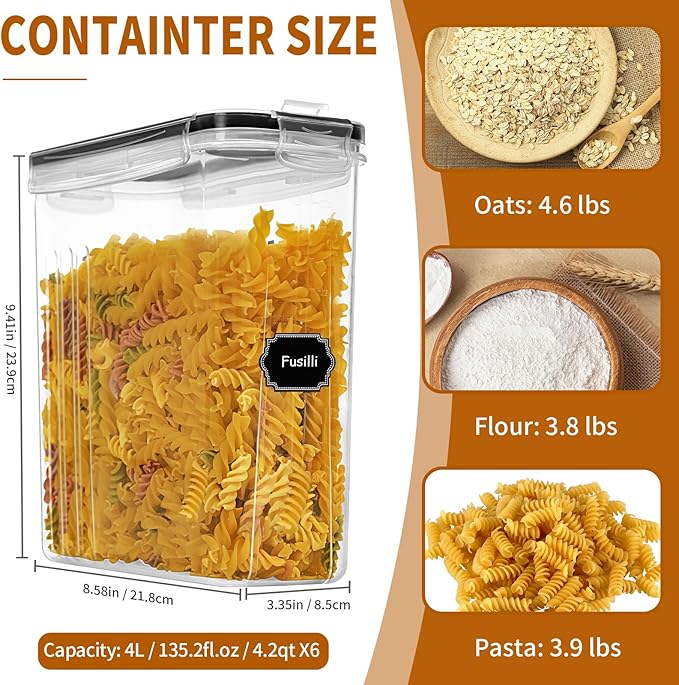 HKJ Chef Cereal Containers Storage Set, Cereal Dispensers - Image 2