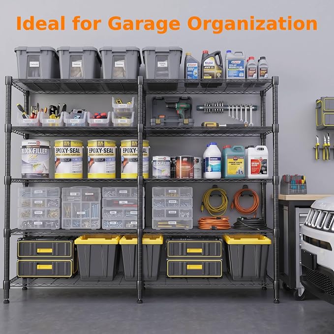 Homdox 5-Tier Adjustable Metal Storage Shelves, Space-Saving Corner Rack - Image 7
