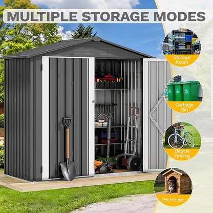 DWVO 6x4ft Metal Outdoor Storage Shed, Lockable Tool Storage Sheds, Oversized - Image 9