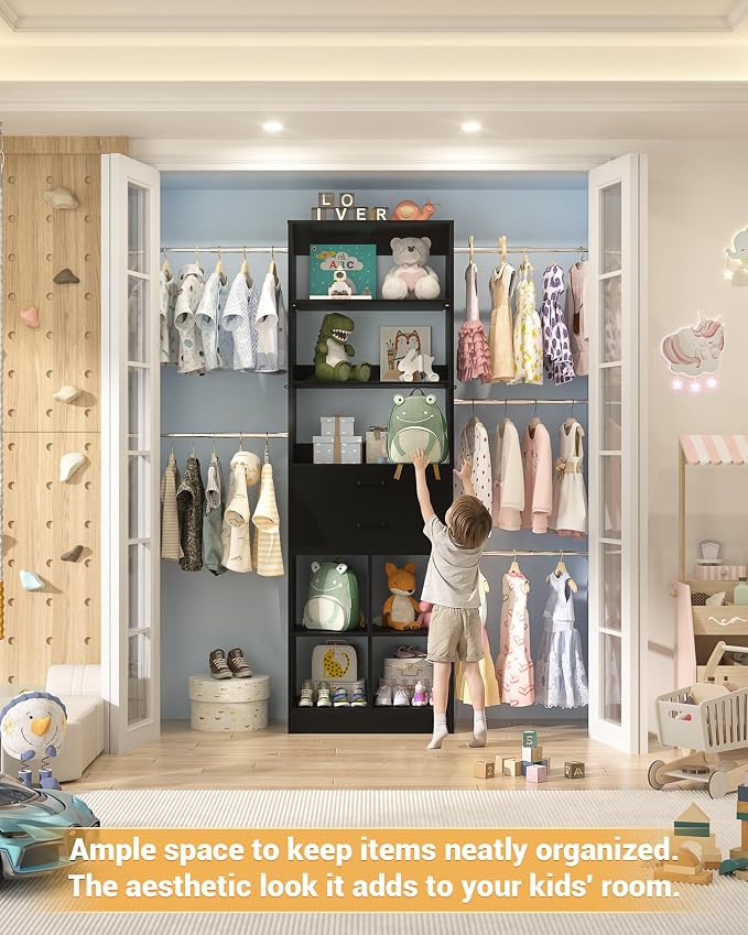 Besiost Small Closet System, 3.2-6.8FT Small Closet Organizer - Image 6