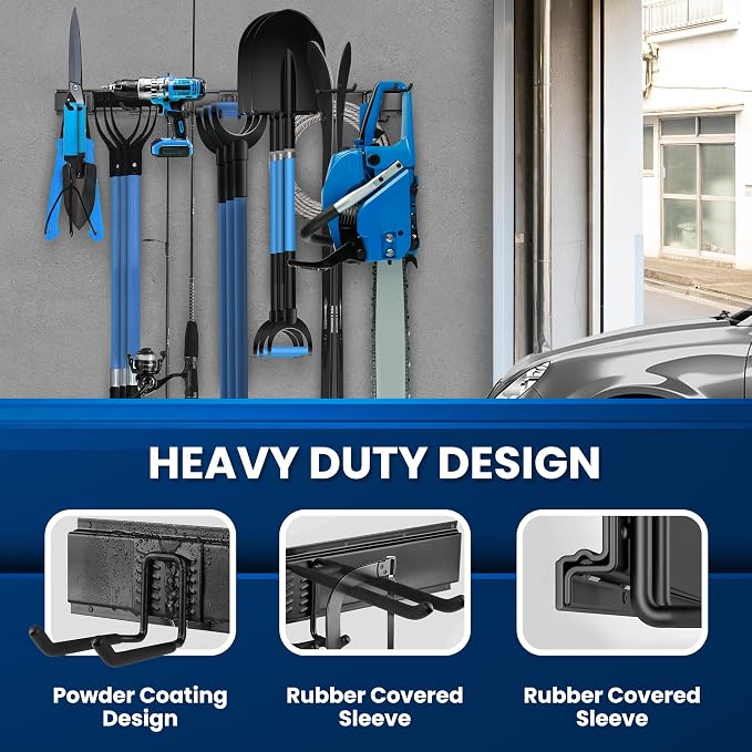96'' All-Metal Garage Tool Organizer Wall Mount – Heavy-Duty Tool Rack Holds - Image 3