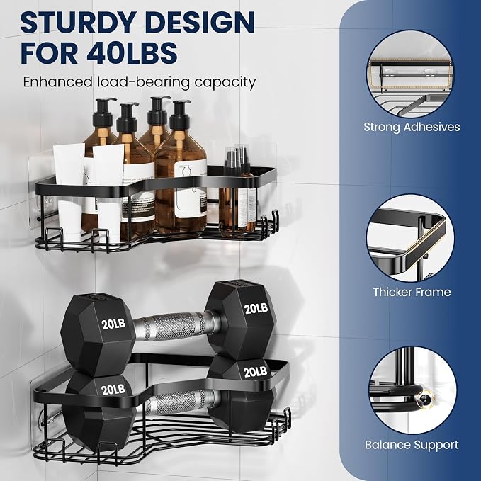 MAXIFFE 3 Pack Corner Shower Caddy - Image 6