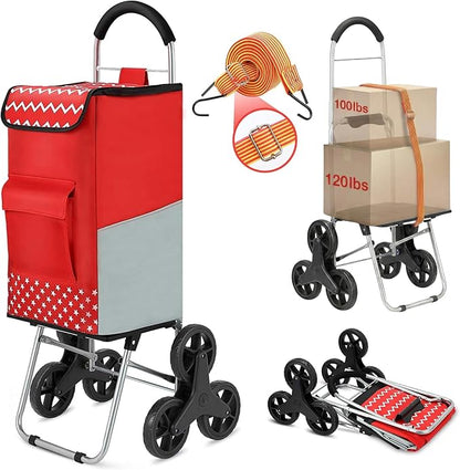 Shopping Cart, Super Loading Stair Climber 220 lbs Capacity Grocery Foldable by winkeep