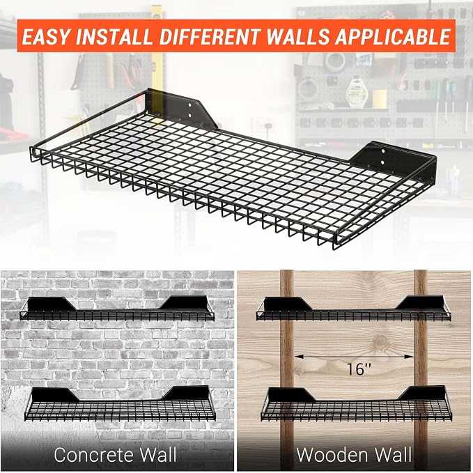 Wallmaster Garage Wall Shelf 2 Pack 23.6"x11.8" Wall Mount Heavy Duty Metal - Image 4