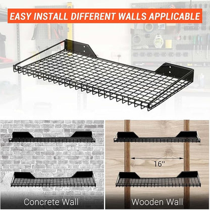 Wallmaster Heavy Duty Garage Wall Shelving 4 Pack 23.6"x11.8" Metal Wire - Image 5