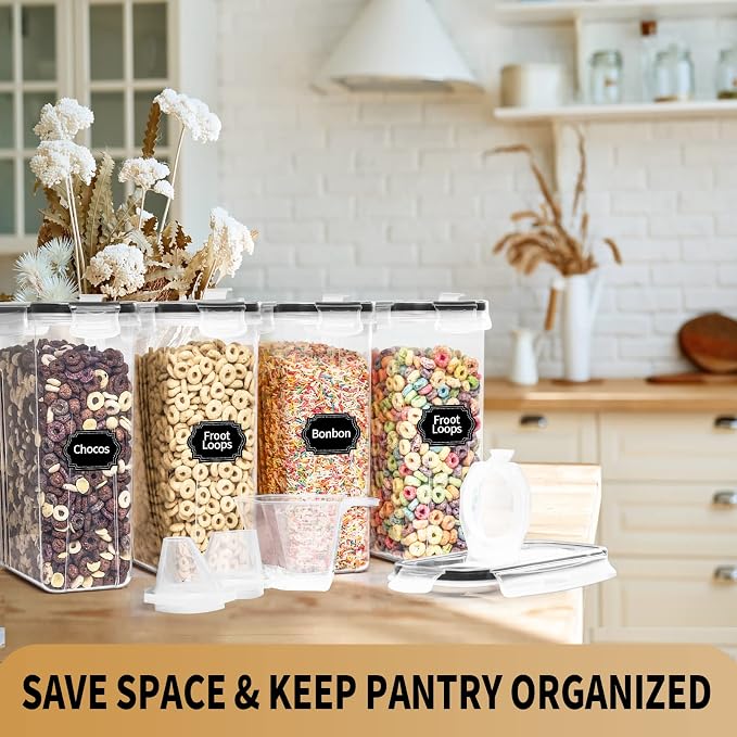 PRAKI Cereal Containers Storage Set, Measuring Cup & Marker - Image 6