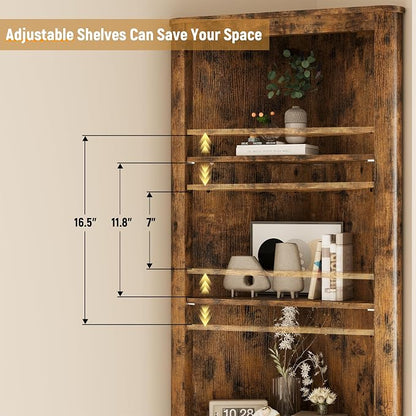 69" Tall Corner Shelf with Doors, 7-Tier Corner Storage Cabinet with Doors - Image 4