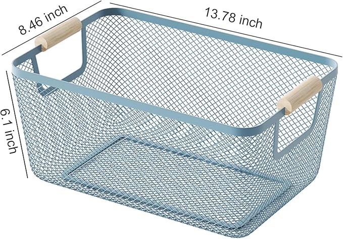 AJIODA Metal Mesh Steel Basket, Large Wire Storage Organizer Basket - Image 2