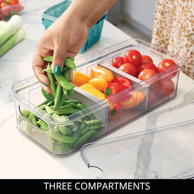iDesign Recycled Plastic Crisp Large Divided Fruit and Vegetable Storage - Image 5