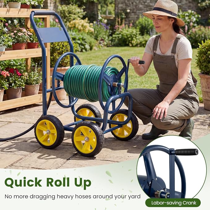 Goplus Garden Hose Reel Cart, 330ft 5/8" or 400ft 1/2" Large Capacity, - Image 5