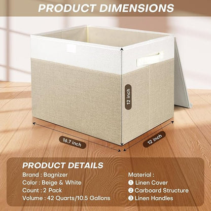 Bagnizer Large 42 Quarts Fabric Storage Bins - Image 2