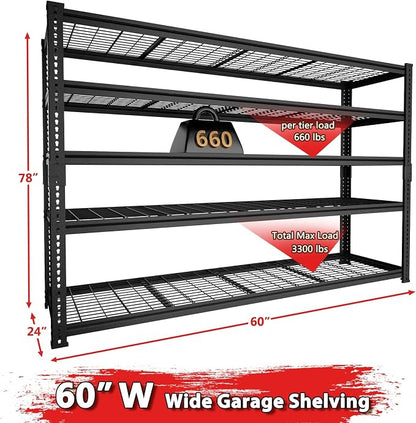 Storage Shelves, Garage Shelving Heavy Duty 3300 LBS Capacity, 5 Tier Utility - Image 3