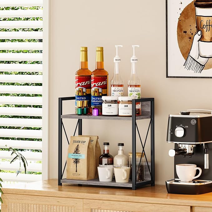 Giikin Coffee Bar Accessories, 2 Tier Spice Rack - Image 6