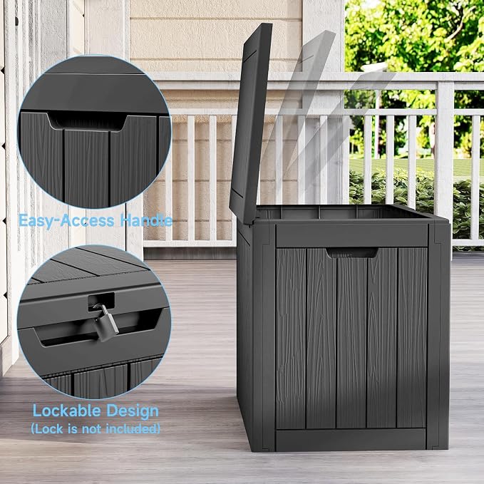 EasyUp 36 Gallon Deck Storage Boxes Outdoor Waterproof, Resin Small Lockable - Image 5