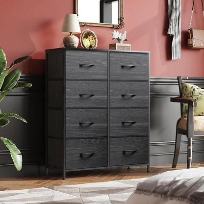 WLIVE 8 Drawer Fabric Dresser for Bedroom, Tall Storage Tower, Charcoal | Black - Image 2