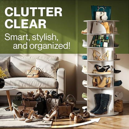 LOFT + IVY 7 Tier Rotating Shoe Rack Tower – 360° Spinning Storage Organizer - Image 6