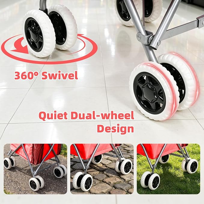 Shopping Carts for Groceries Foldable Rolling Trolley - Image 3