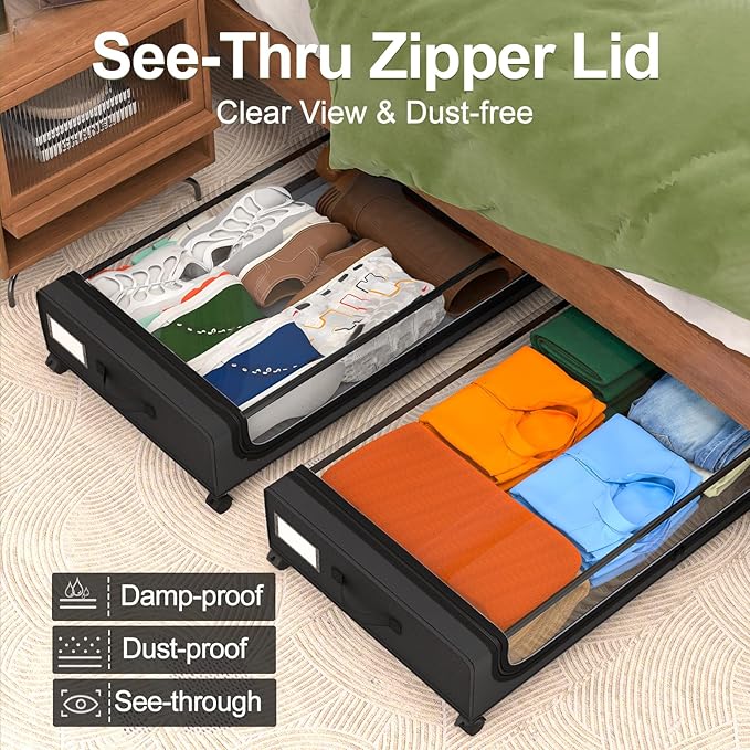 GoMaihe Under Bed Storage with Wheels: 48L Underbed Storage Containers with - Image 4