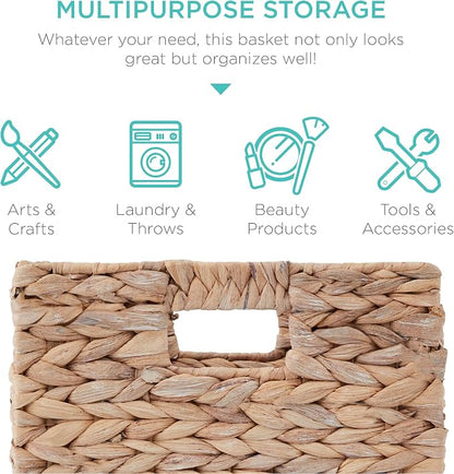 Best Choice Products 10.5x10.5in Pack of 5 Cube Storage Baskets, Water Hyacinth - Image 5